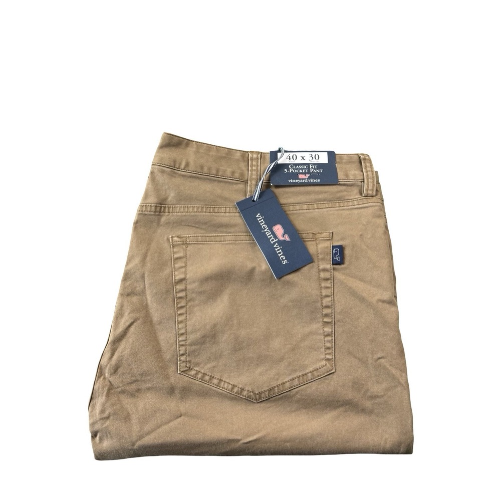 Vineyard Vines Mens Classic Fit 5 Pocket Canvas Pant Brown 40x30 1P1265-211